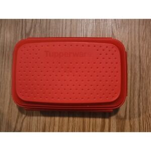 Tupperware Rectangle Smart Prep Marinate / Flip & Shake Breader Red